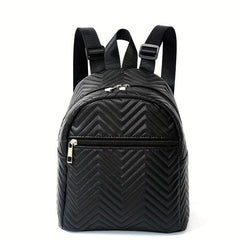 Embroidered PU Leather Small Backpack Waterproof School Travel Bag