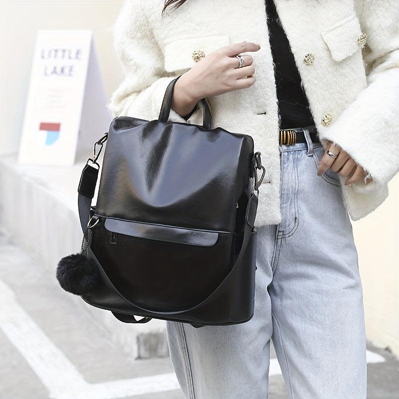 Vintage PU Leather Backpack Purse Two-way Shoulder Bag