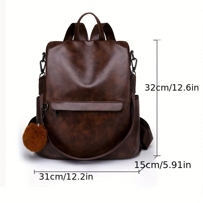 Vintage PU Leather Backpack Purse Two-way Shoulder Bag