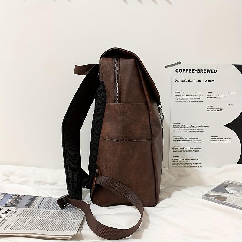 Retro Distressed Stylish Backpack PU Leather Large Capacity School Bag