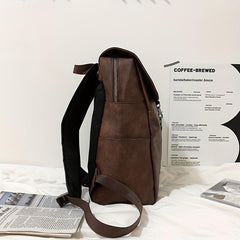 Retro Distressed Stylish Backpack PU Leather Large Capacity School Bag