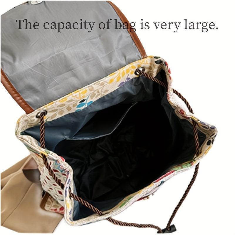 Cat Pattern Flap Backpack Animal Print Bookbag For Students