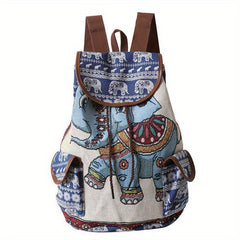 Cat Pattern Flap Backpack Animal Print Bookbag For Students
