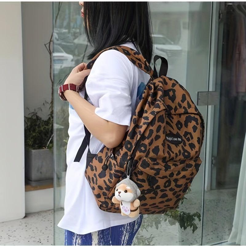 Leopard Pattern Backpack Large Capacity Daypack School Bag