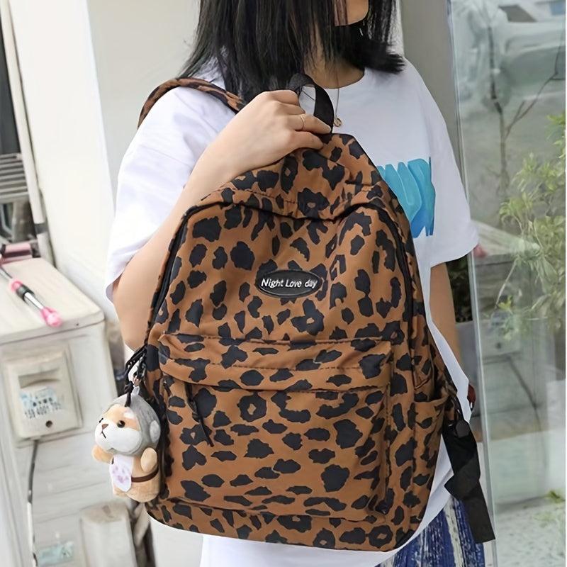 Leopard Pattern Backpack Large Capacity Daypack School Bag