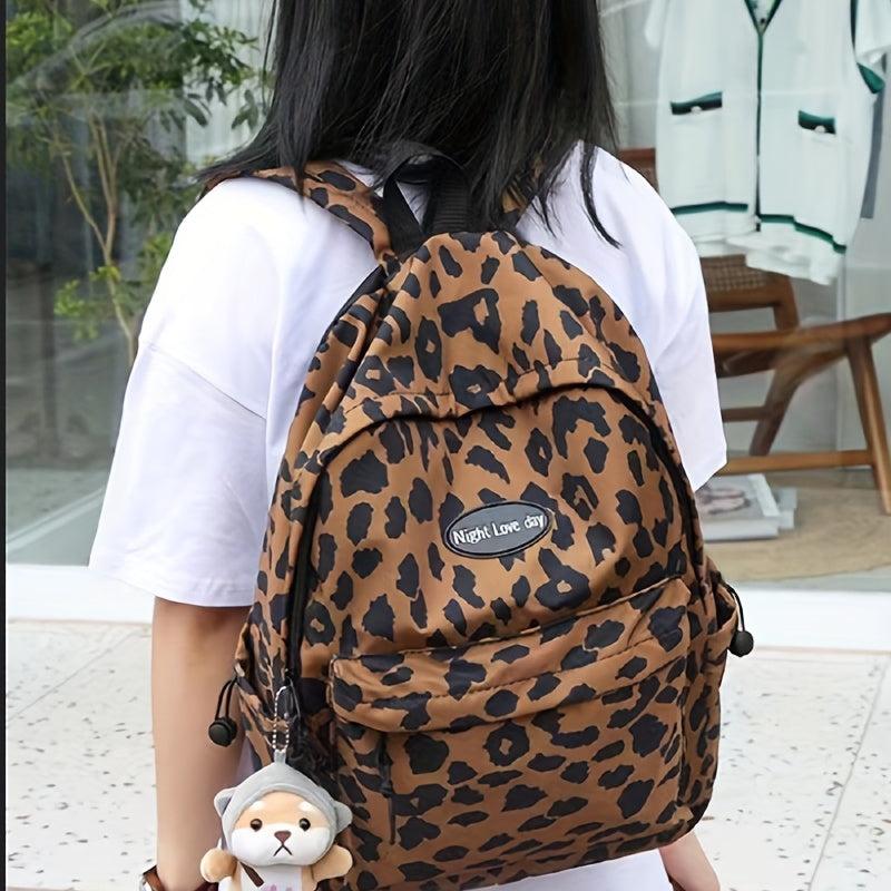 Leopard Pattern Backpack Large Capacity Daypack School Bag