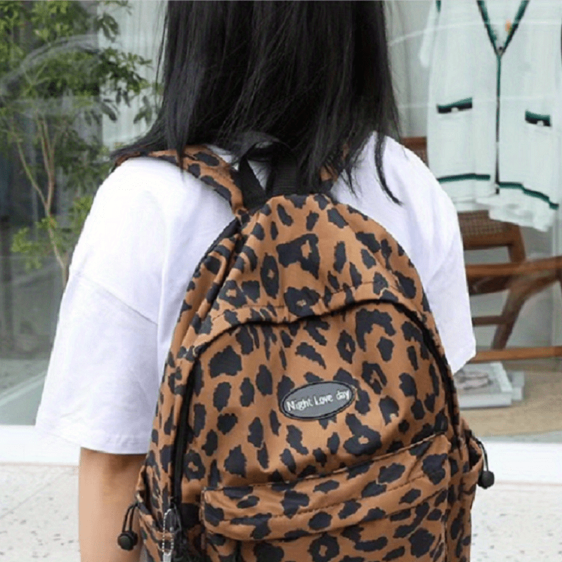 Leopard Pattern Backpack Large Capacity Daypack School Bag