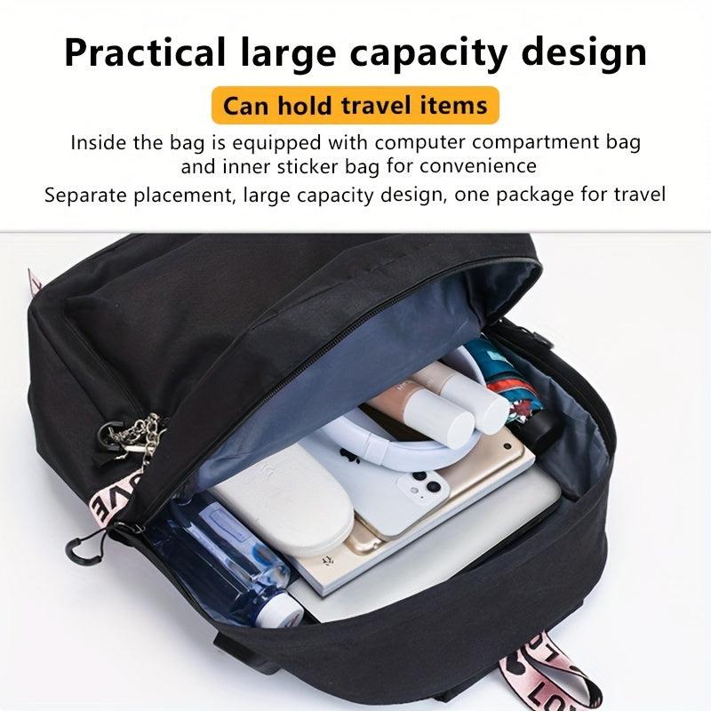 Large Capacity Canvas Travel Backpack with USB Charging Port
