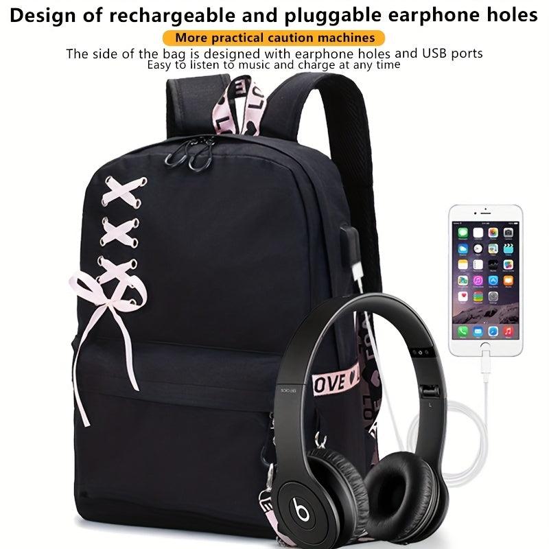 Large Capacity Canvas Travel Backpack with USB Charging Port