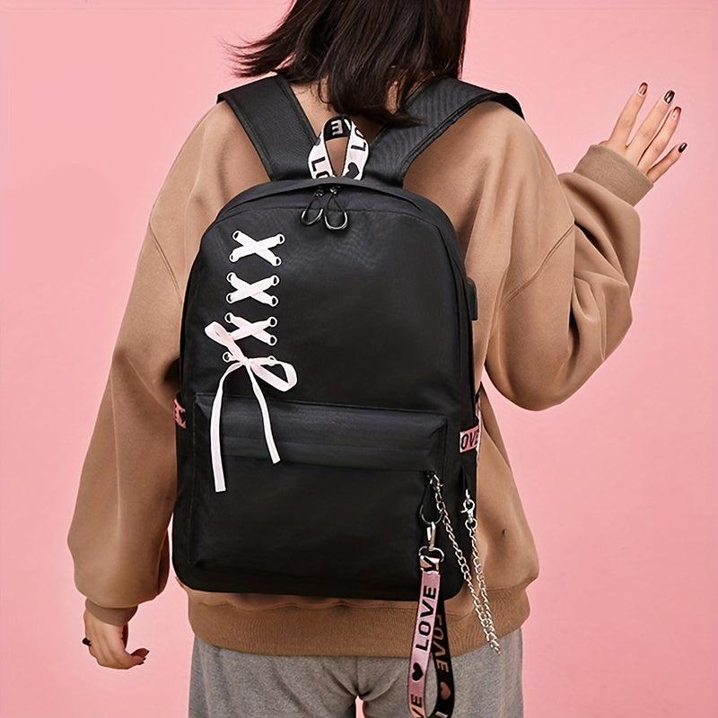Large Capacity Canvas Travel Backpack with USB Charging Port