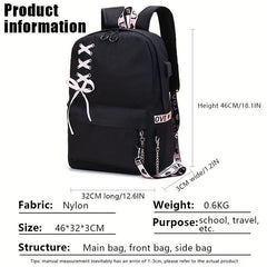 Large Capacity Canvas Travel Backpack with USB Charging Port