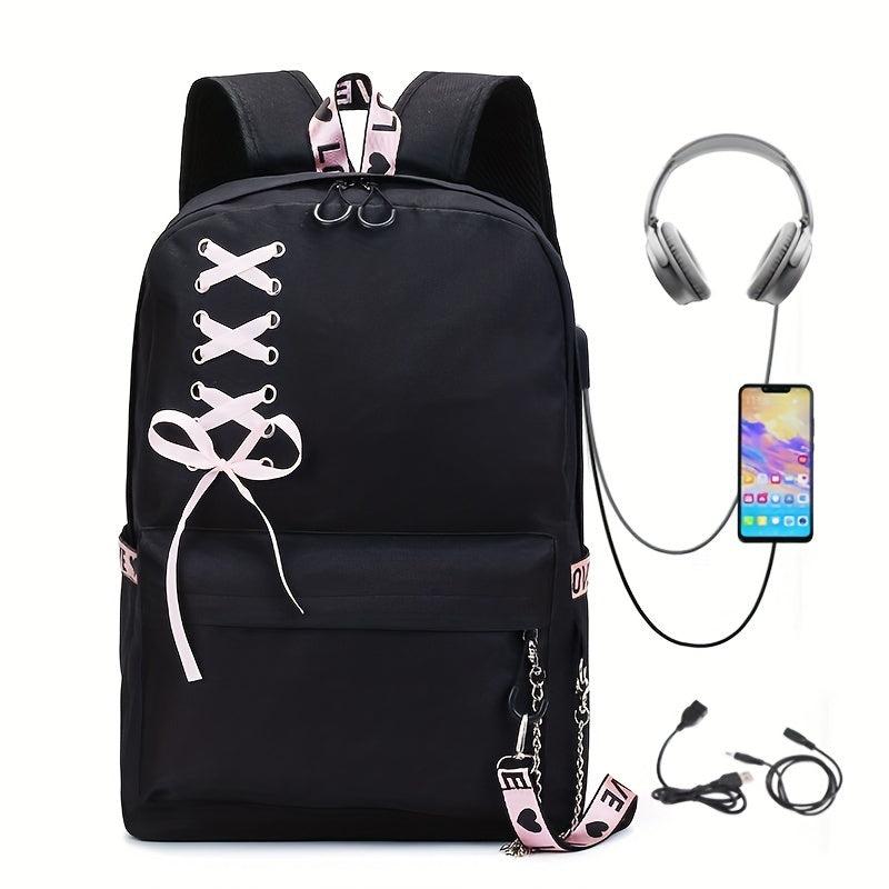 Large Capacity Canvas Travel Backpack with USB Charging Port