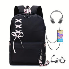 Large Capacity Canvas Travel Backpack with USB Charging Port