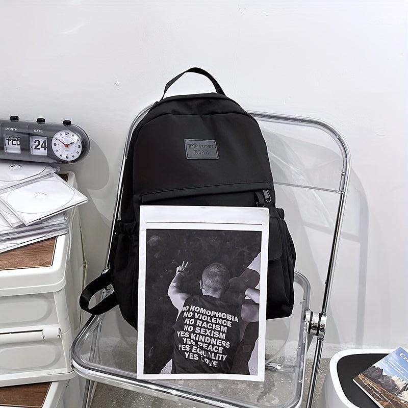 Letter Patch Decor Backpack Preppy Style School Bag
