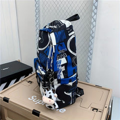 Casual Graffiti Pattern Backpack Lightweight Zipper Rucksack