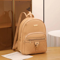 Quilted Glossy Large Capacity Backpack PU Leather Textured School Backpack