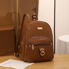 Quilted Glossy Large Capacity Backpack PU Leather Textured School Backpack