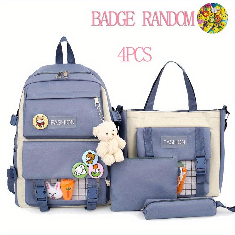 4pcs Backpack Shoulder Bag Tote Bag Purse for Outdoors Students