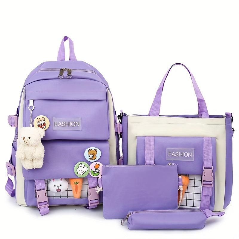 4pcs Backpack Shoulder Bag Tote Bag Purse for Outdoors Students