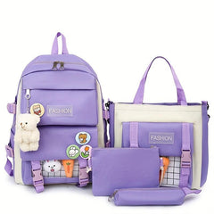 4pcs Backpack Shoulder Bag Tote Bag Purse for Outdoors Students