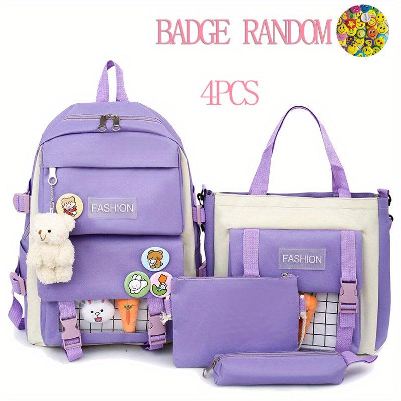 4pcs Backpack Shoulder Bag Tote Bag Purse for Outdoors Students