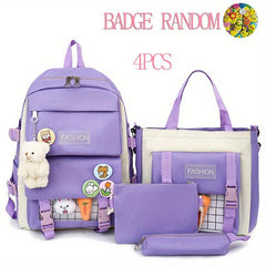 4pcs Backpack Shoulder Bag Tote Bag Purse for Outdoors Students