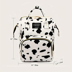 Stylish Cow Pattern Backpack Zipper Rucksack Travel Diaper Bag