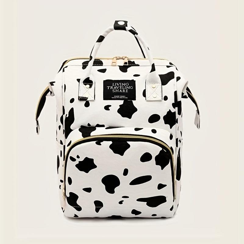 Stylish Cow Pattern Backpack Zipper Rucksack Travel Diaper Bag
