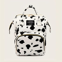 Stylish Cow Pattern Backpack Zipper Rucksack Travel Diaper Bag