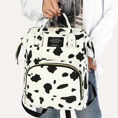 Stylish Cow Pattern Backpack Zipper Rucksack Travel Diaper Bag