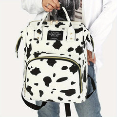 Stylish Cow Pattern Backpack Zipper Rucksack Travel Diaper Bag