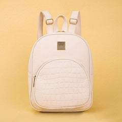 Crocodile Embossed Backpack Retro PU Leather Daypack Women's School Bag