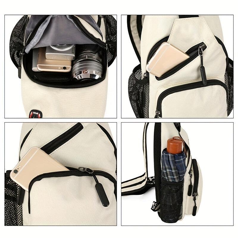 Causal Sling Bag Zipper Chest Bag All Match Crossbody Bag For Outdoor