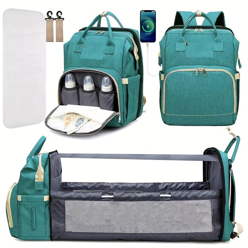 Functional Diaper Bag with Changing Pad Backpack Tote