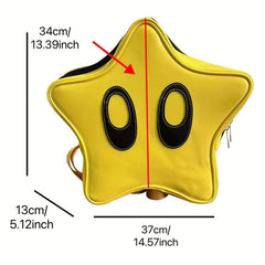 Y2K Big eyed Star Backpack Cartoon Faux Leather School Bag