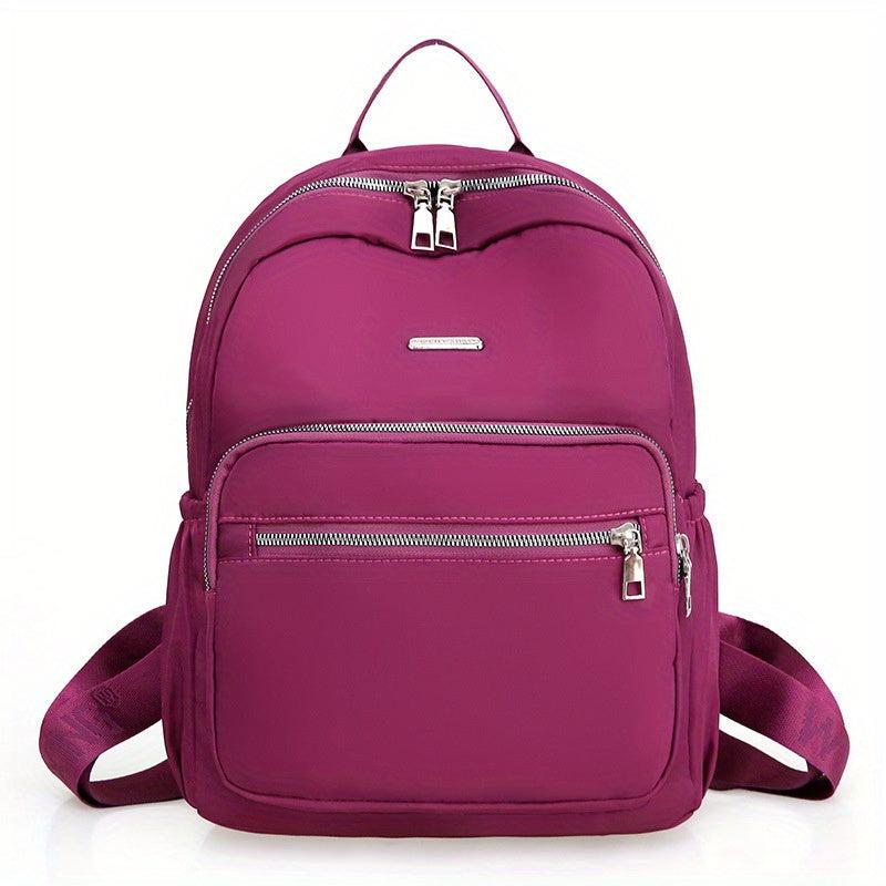 Casual Solid Backpack Zipper Travel Bag Classic Daypack