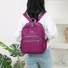 Casual Solid Backpack Zipper Travel Bag Classic Daypack