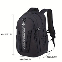 Casual Letter Print Zipper Backpack Large Capacity Travel Storage Rucksack
