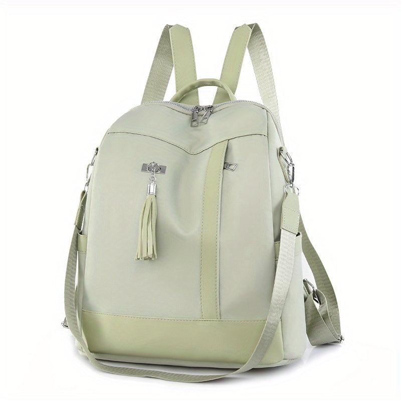 Functional Backpack Purse Tassel Decor Two-way Shoulder Bag