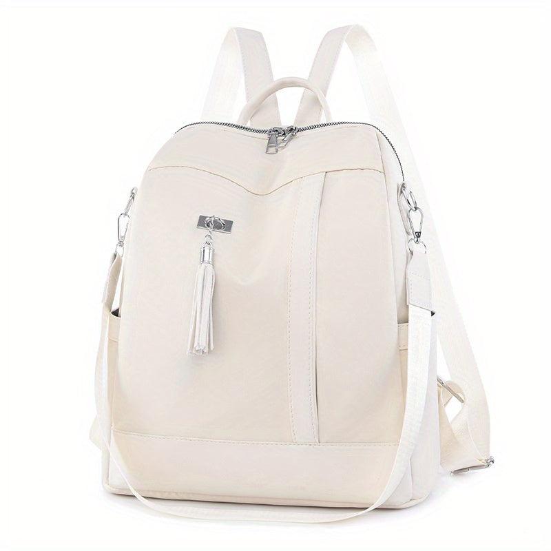 Functional Backpack Purse Tassel Decor Two-way Shoulder Bag