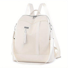 Functional Backpack Purse Tassel Decor Two-way Shoulder Bag
