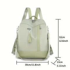 Functional Backpack Purse Tassel Decor Two-way Shoulder Bag