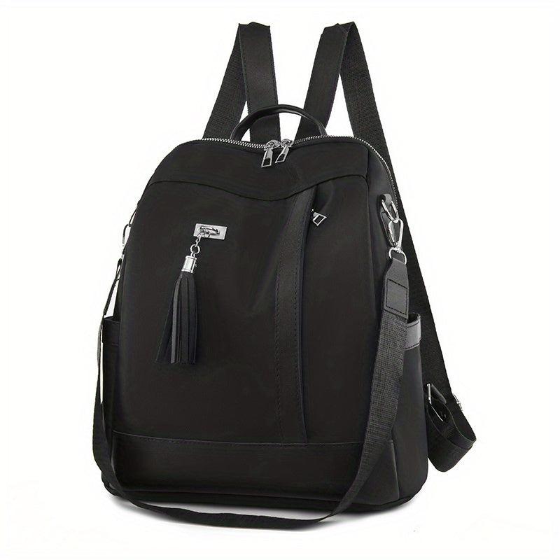 Functional Backpack Purse Tassel Decor Two-way Shoulder Bag