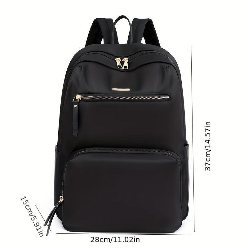Minimalist Casual Zipper Backpack Lightweight Solid Rucksack