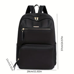 Minimalist Casual Zipper Backpack Lightweight Solid Rucksack