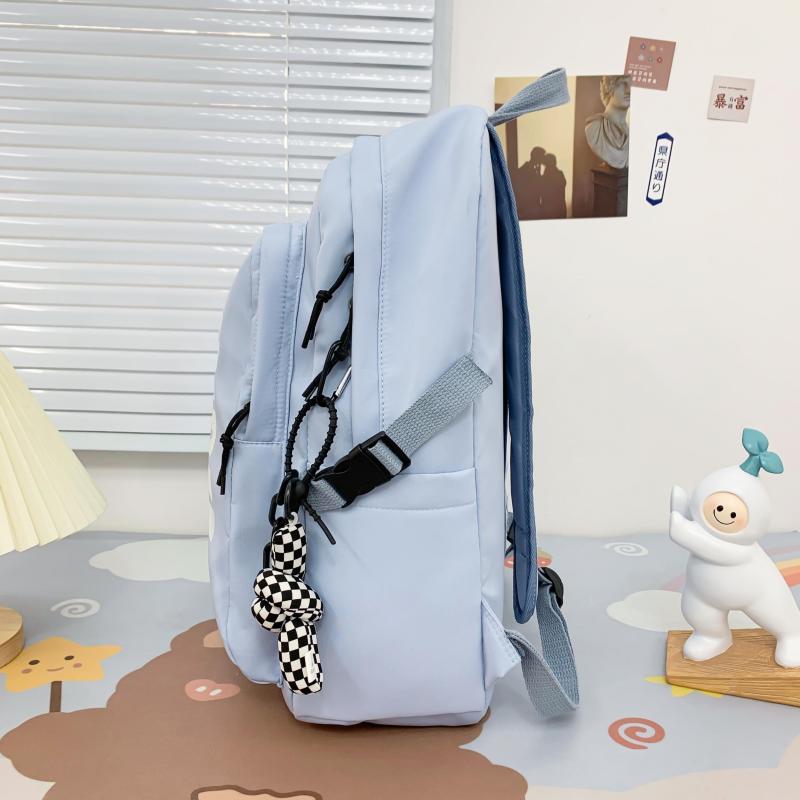 Large Capacity Solid Nylon Backpack with Pendant