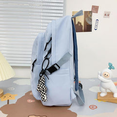 Large Capacity Solid Nylon Backpack with Pendant