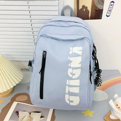 Large Capacity Solid Nylon Backpack with Pendant