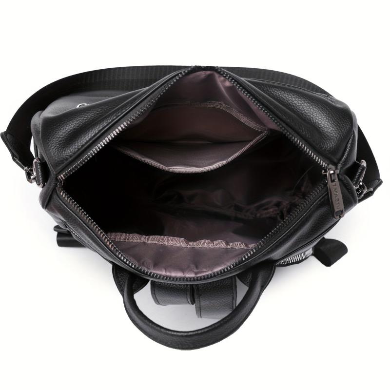 Large Capacity PU Leather School Backpack Casual Travel Bag