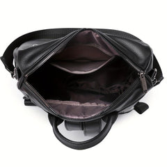 Large Capacity PU Leather School Backpack Casual Travel Bag